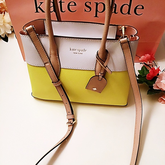Kate Spade Cameron Street Satchel White/Yellow.NWT - Picture 4 of 14
